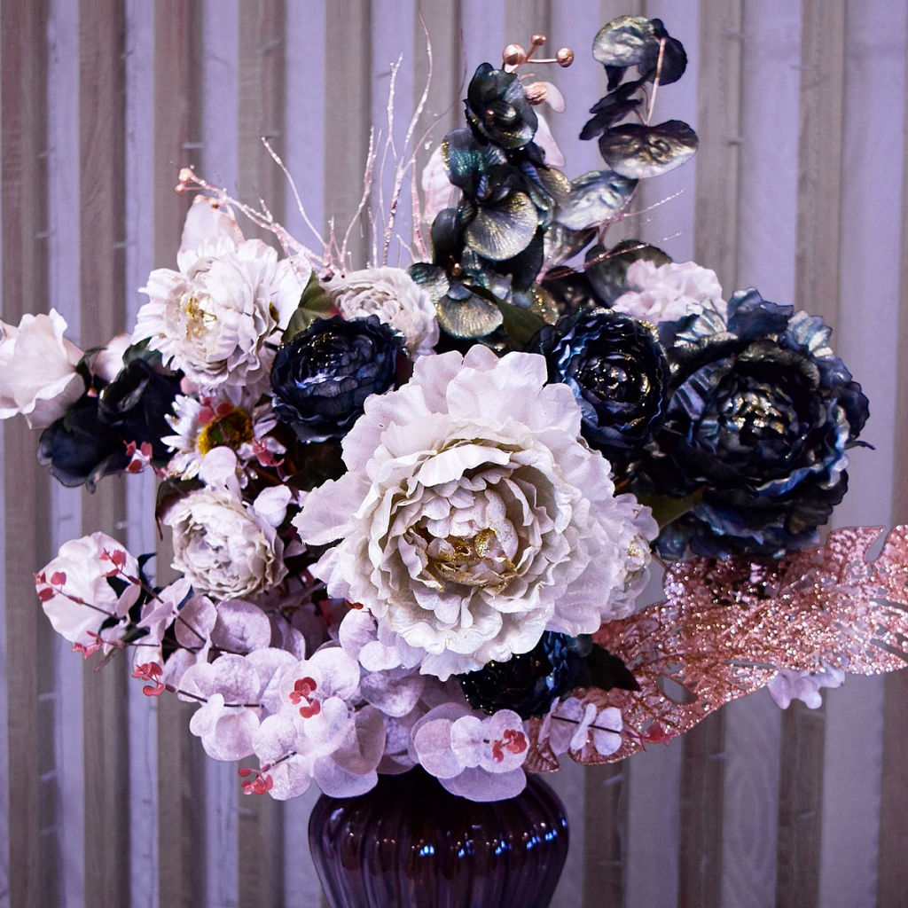 Искусственные цветы "FLOWERS GLAMOUR" 65см Розы 3 цветка зеленые