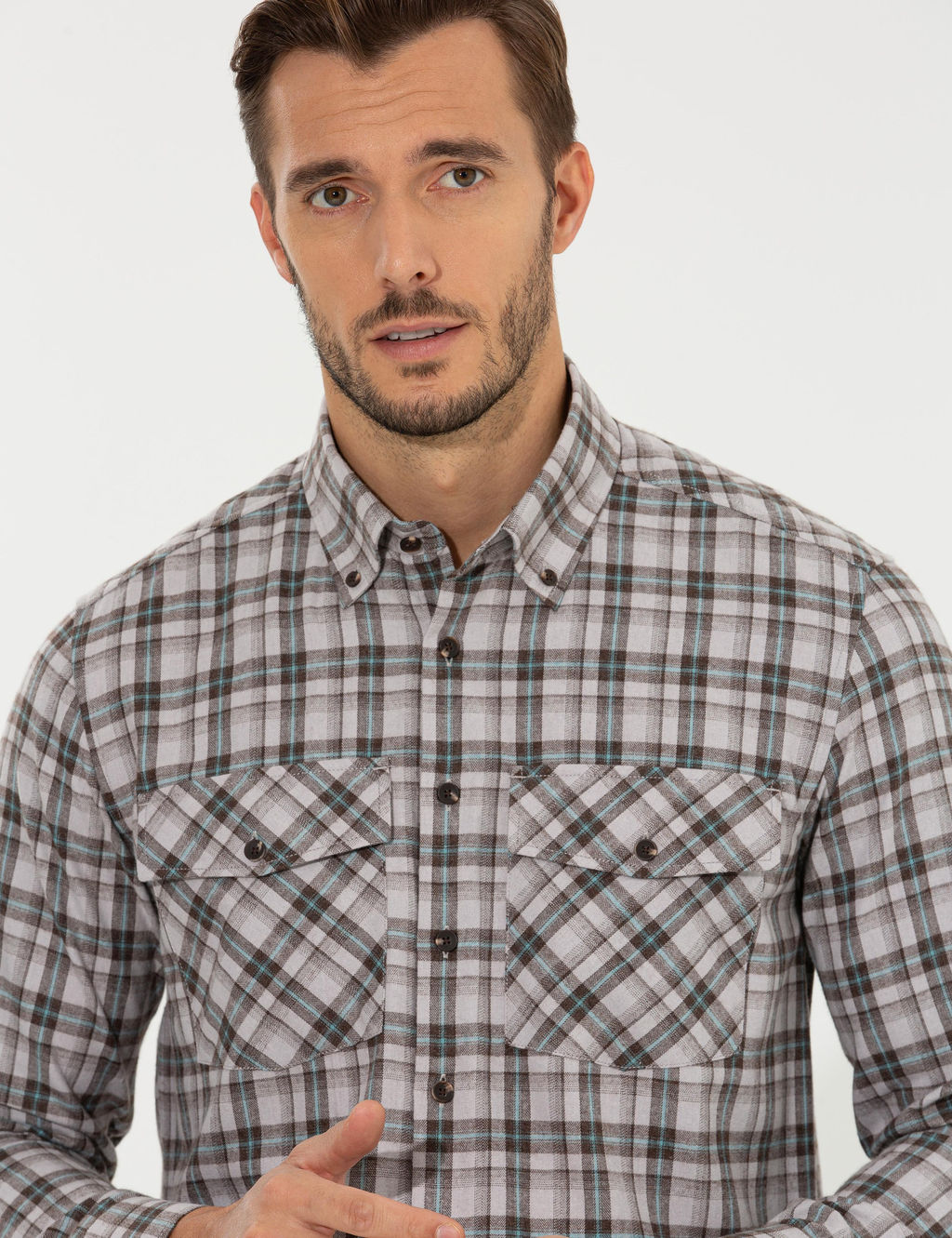 A__k Kahverengi Regular Fit Uzun Kollu G_mlek - Pierre cardin фото 2