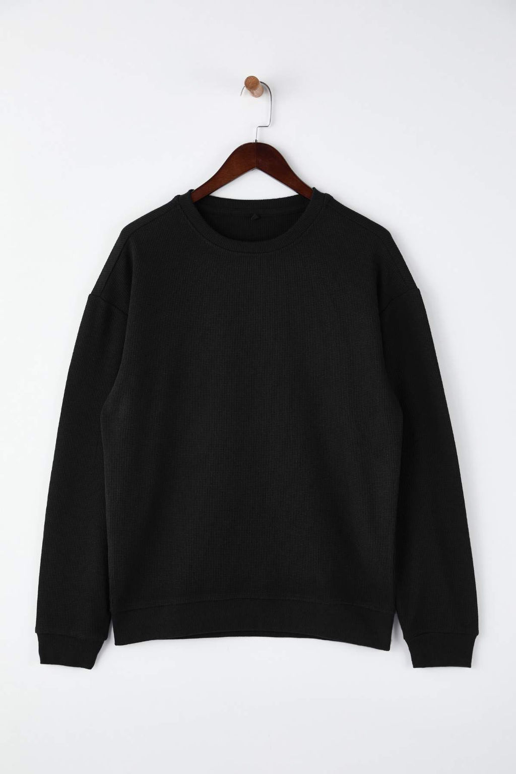 Siyah- Lacivert Yeni Oversize/Genis Kal?p 2li Paket Dokulu Waffle Sweatshirt TMNAW26SW00028