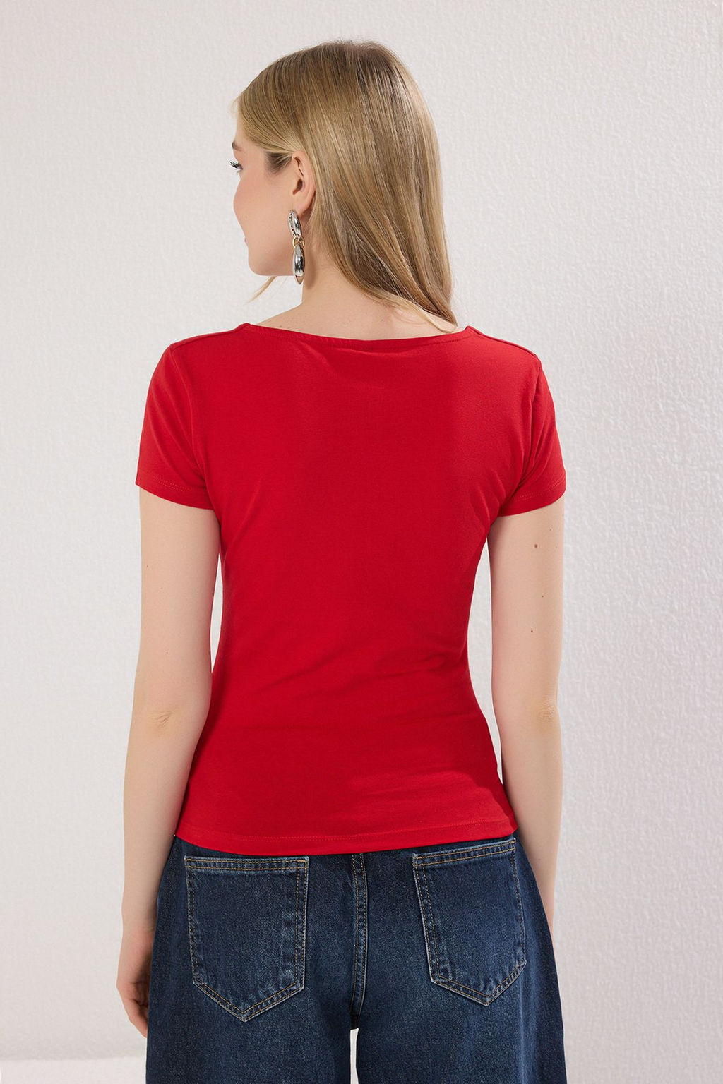 Trendyolmilla Tas Kare Yaka Fitted/Vucuda Oturan Orme Bluz TWOSS25BZ00378 Orme Bluz TWOSS25BZ00378  фото 9