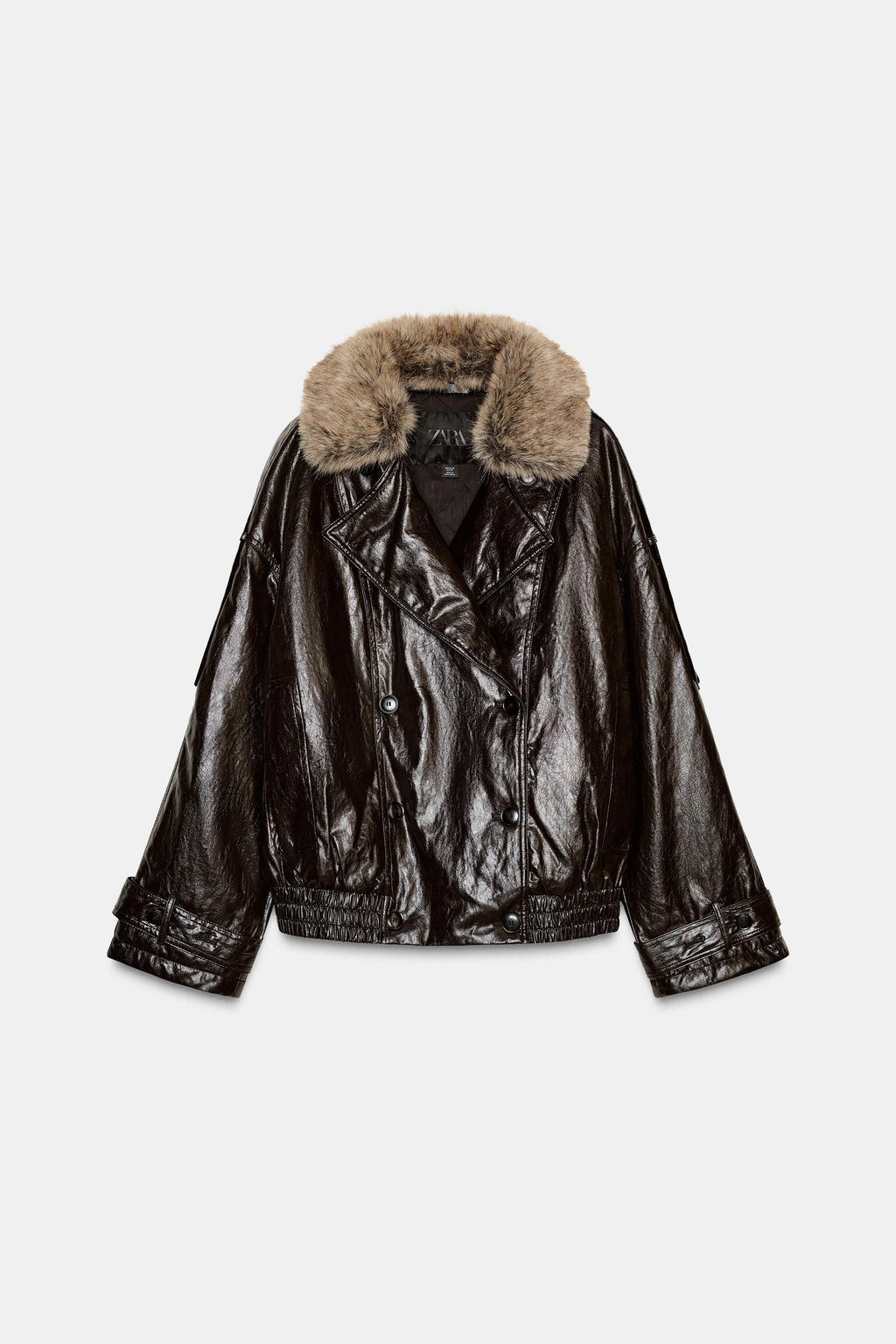 SHINY FAUX FUR COLLAR JACKET ZW COLLECTION - Zara фото 7