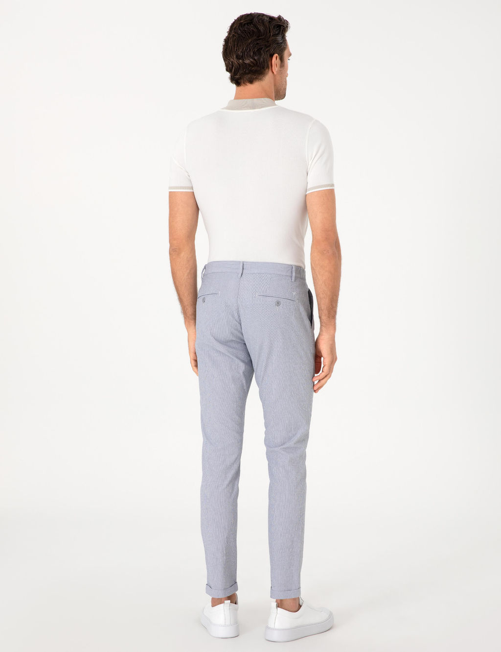 A__k Mavi Slim Fit Gofreli Beli Ba_c_kl_ Spor Pantolon