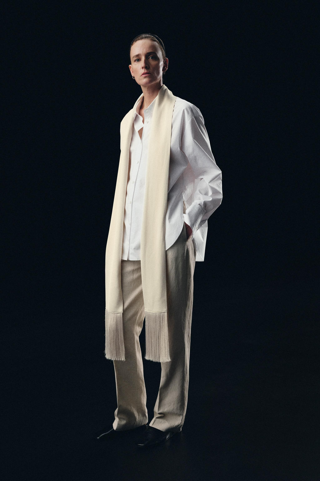 CAMISA PA?UELO FLECOS ZW COLLECTION / Blanco - Zara фото 3