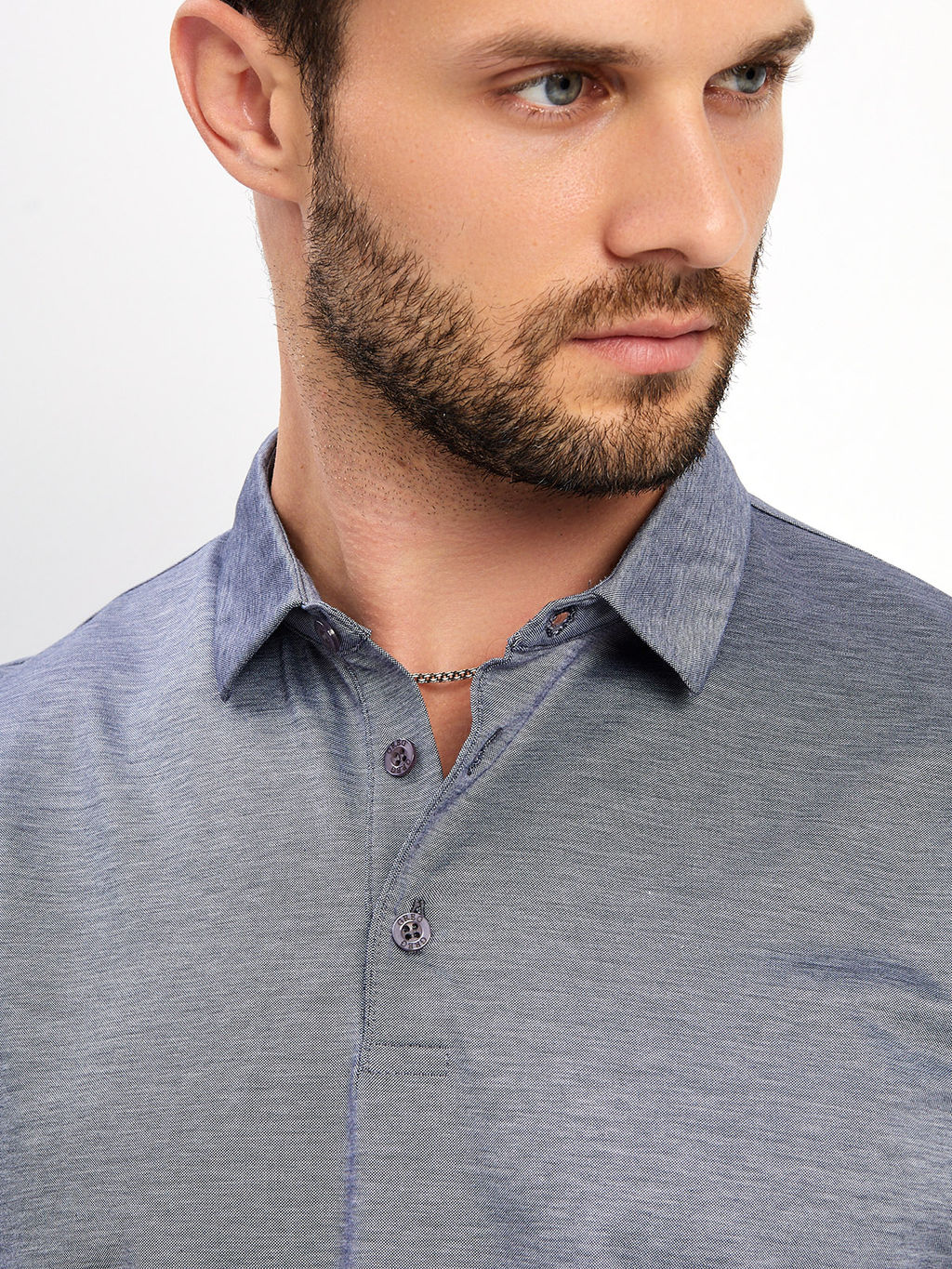 Джемпер мужской с воротником поло GREG G155-PM4-LT1636 (сине-серый)  фото 8