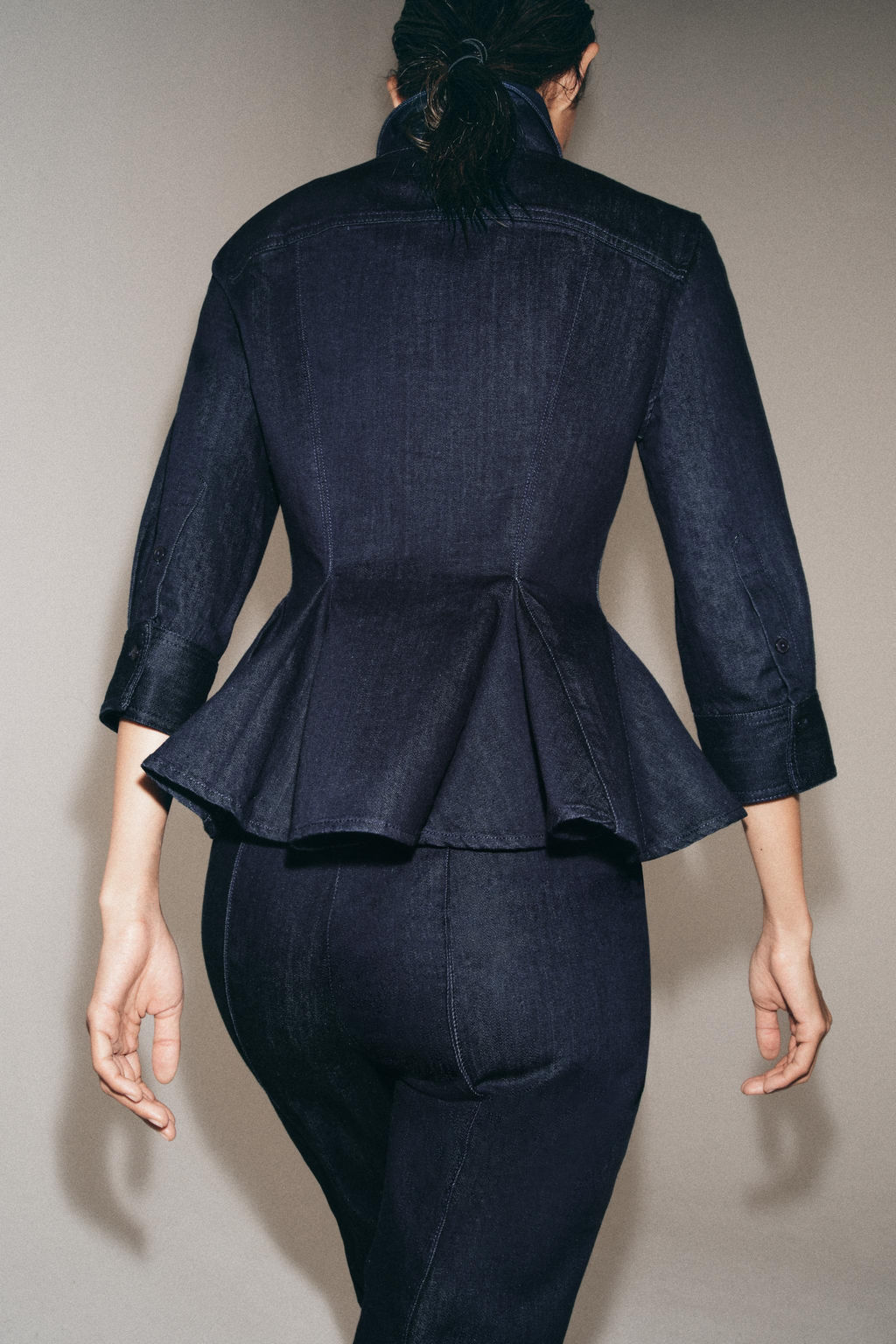 CAMISA DENIM PEPLUM ZW COLLECTION / Azul - Zara фото 3