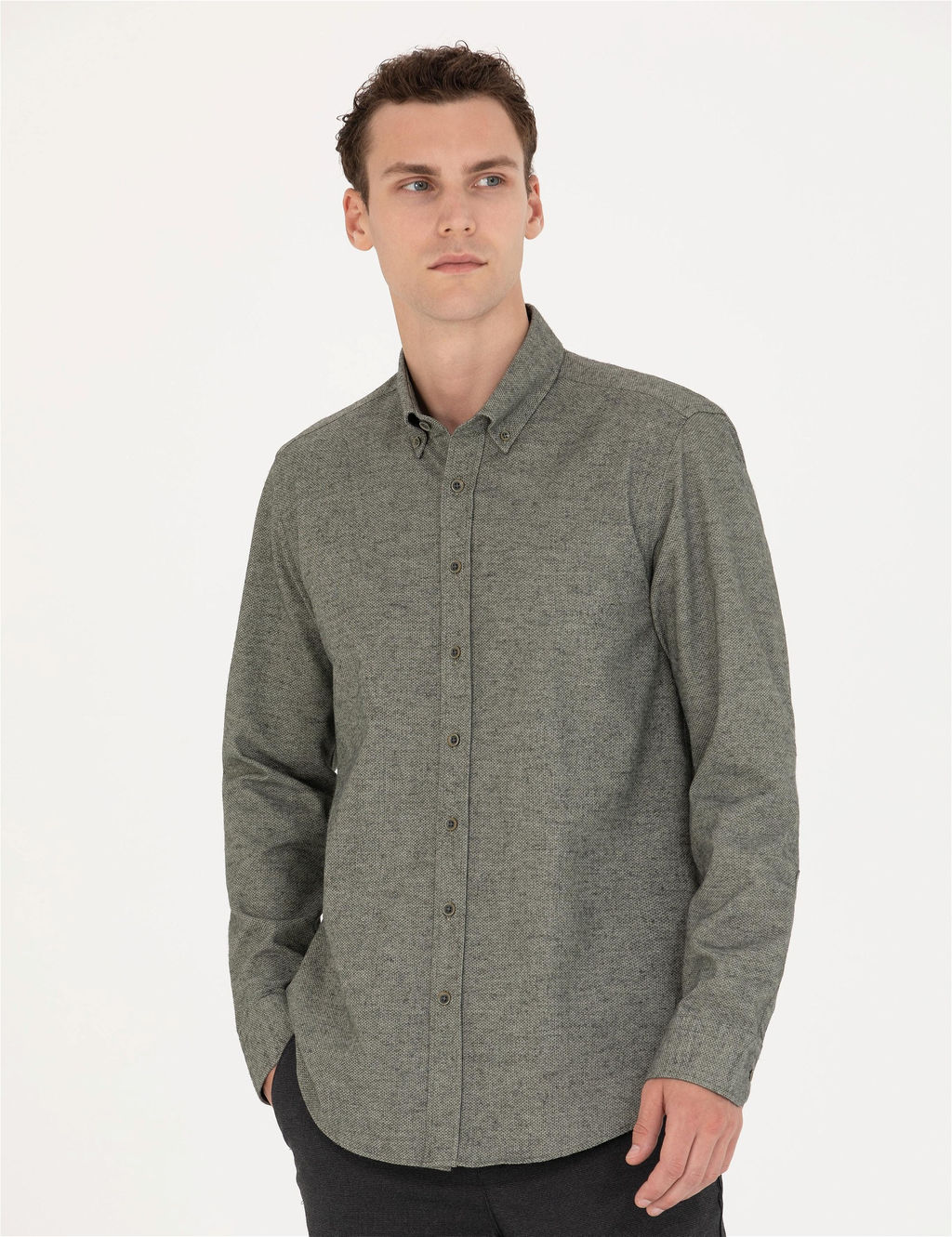 Ye_il Slim Fit Uzun Kollu G_mlek