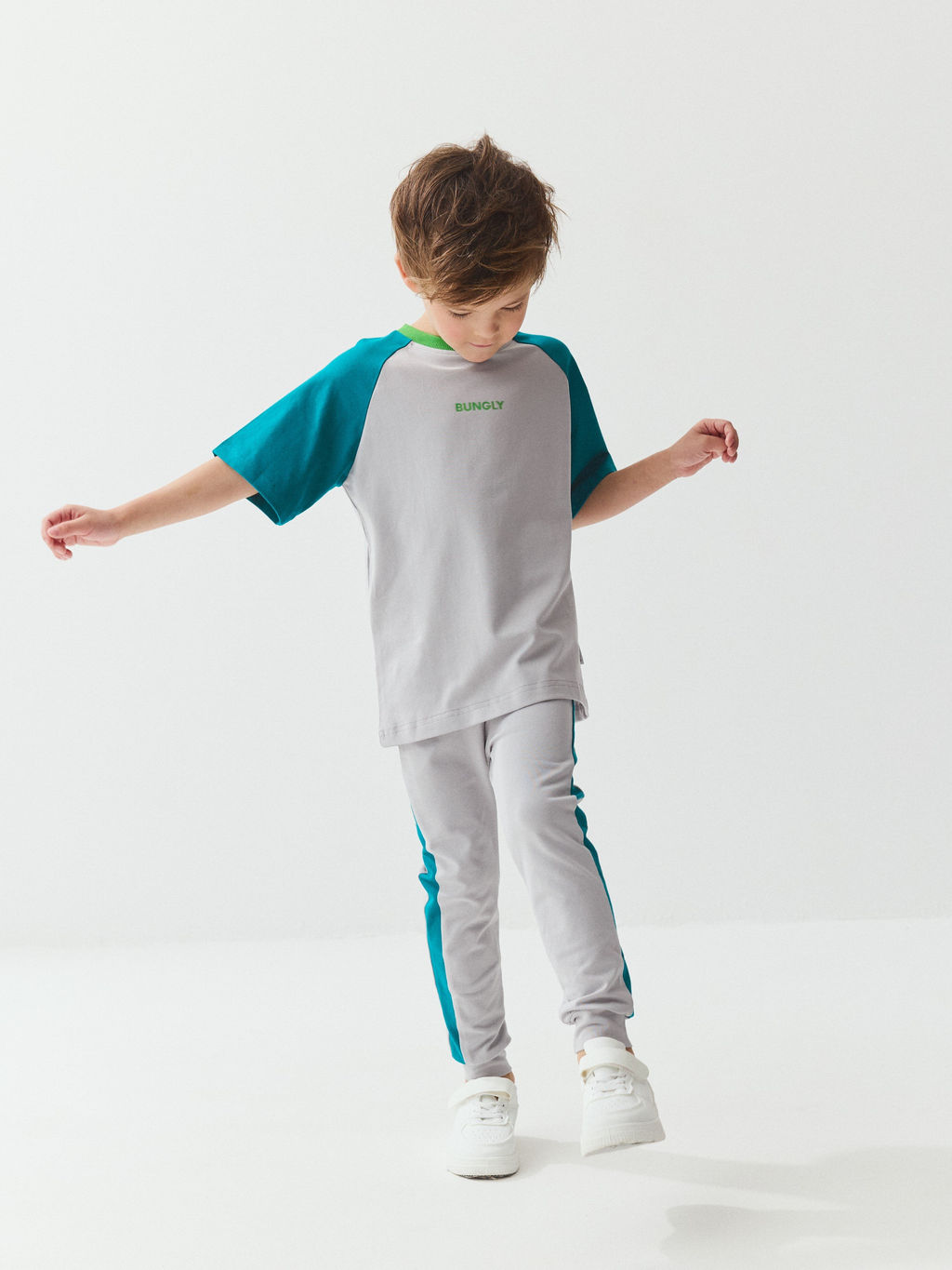 Футболка Колор блок Пепел/Изумруд - Bungly фото 6