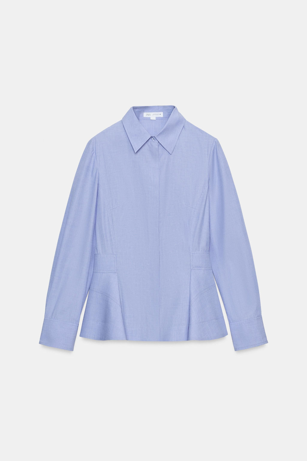 CAMISA POPEL?N PEPLUM ZW COLLECTION / Azul vigor? - Zara фото 7