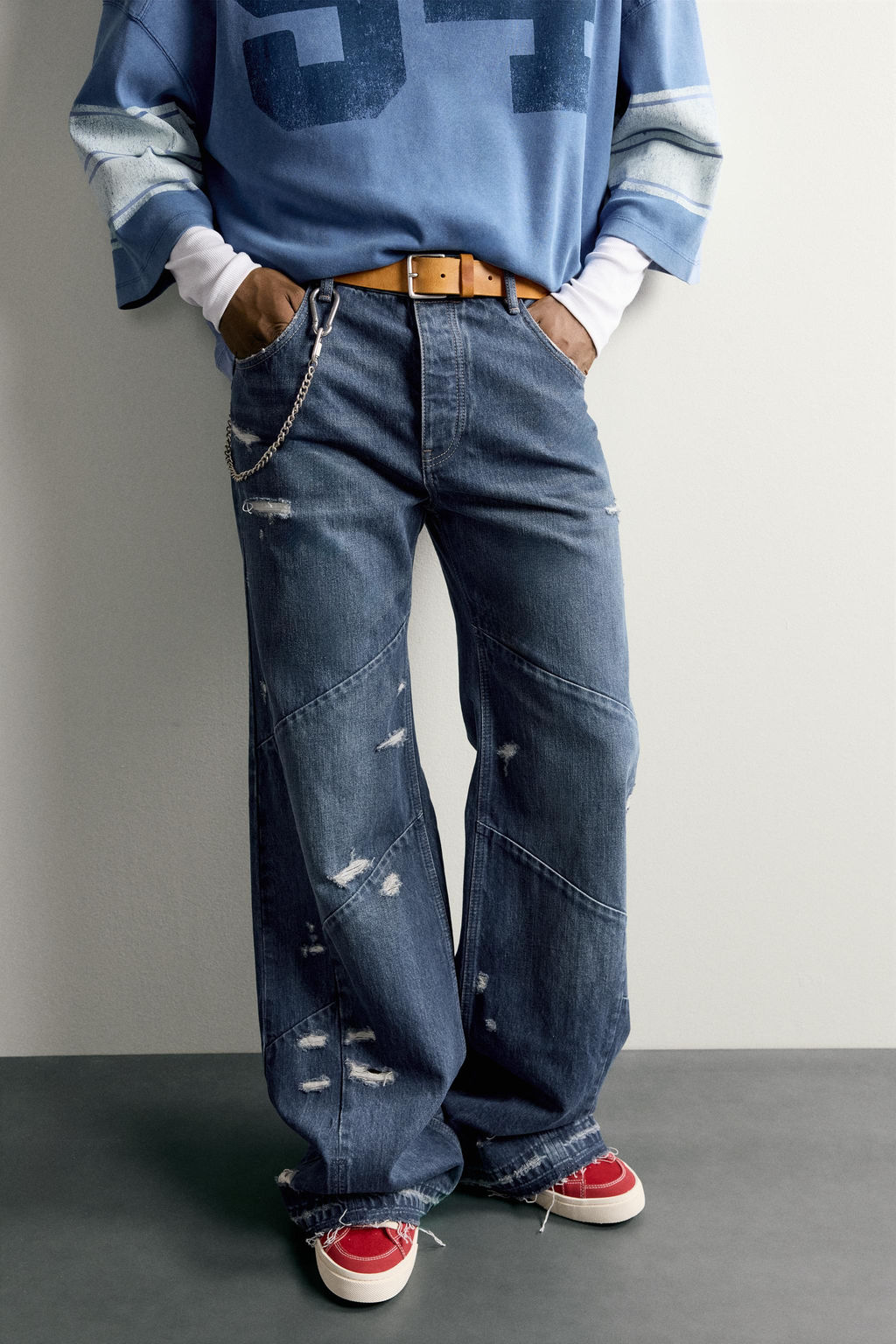 JEANS FLARE FIT COSTURAS / Azul - Zara фото 5