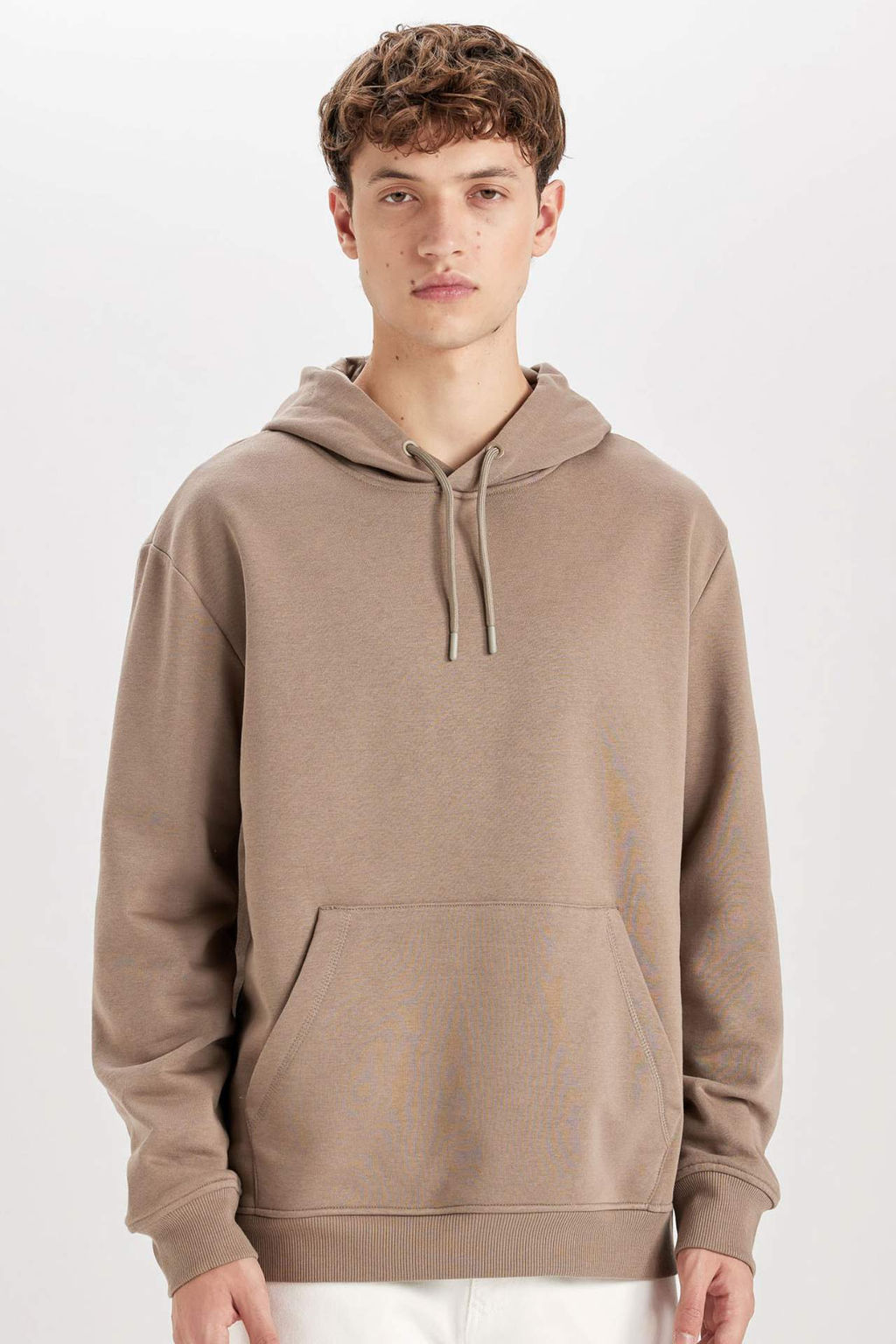 Regular Fit Kapusonlu Kanguru Cepli Ici Yumusak Tuylu Basic Duz Sweatshirt - Defacto фото 4