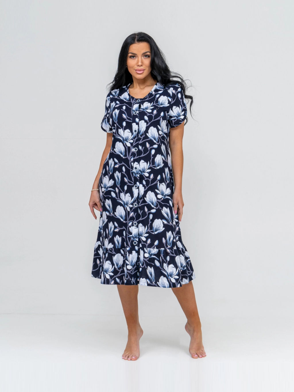 Халат женский Текс-Плюс, цвет синий белый