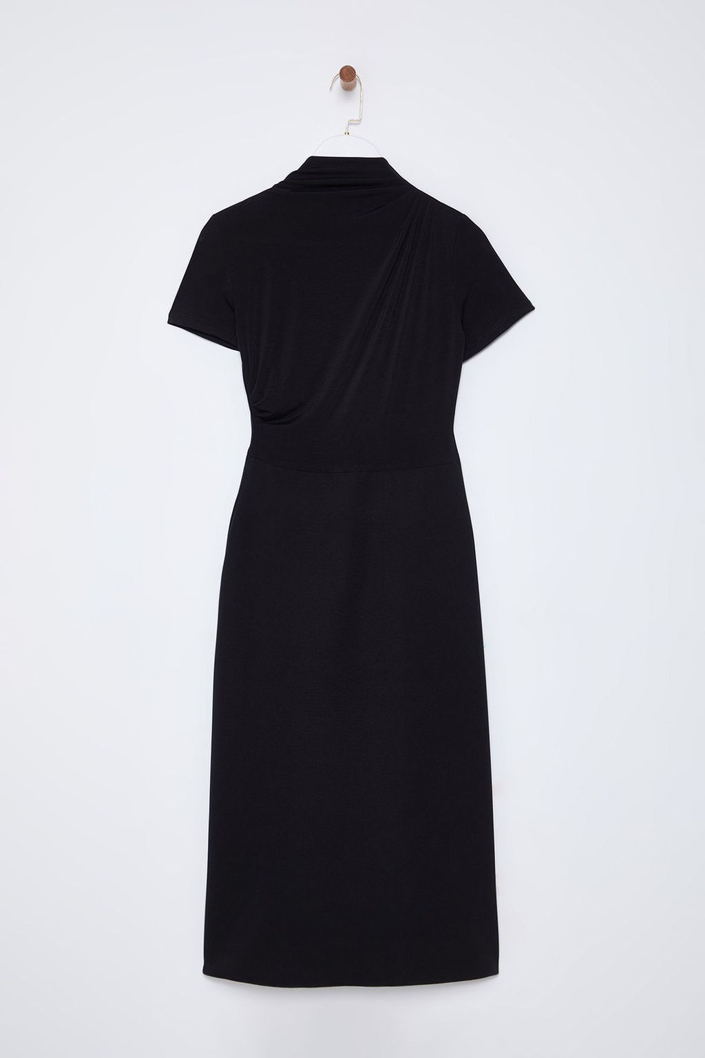 TRENDYOLMILLA Siyah Vucuda Oturan Orme Kumas Mixli Midi Dokuma Elbise TWOSS25EL00136  фото 7