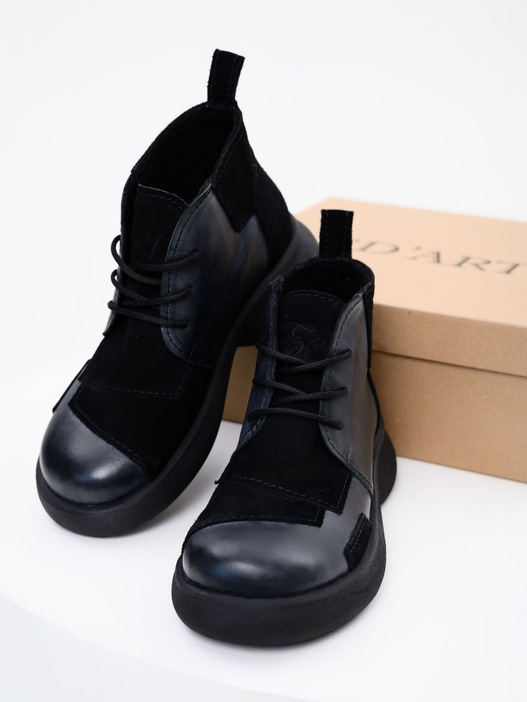 Ботинки 305.927bl.Вакса черная+черная замша/байка