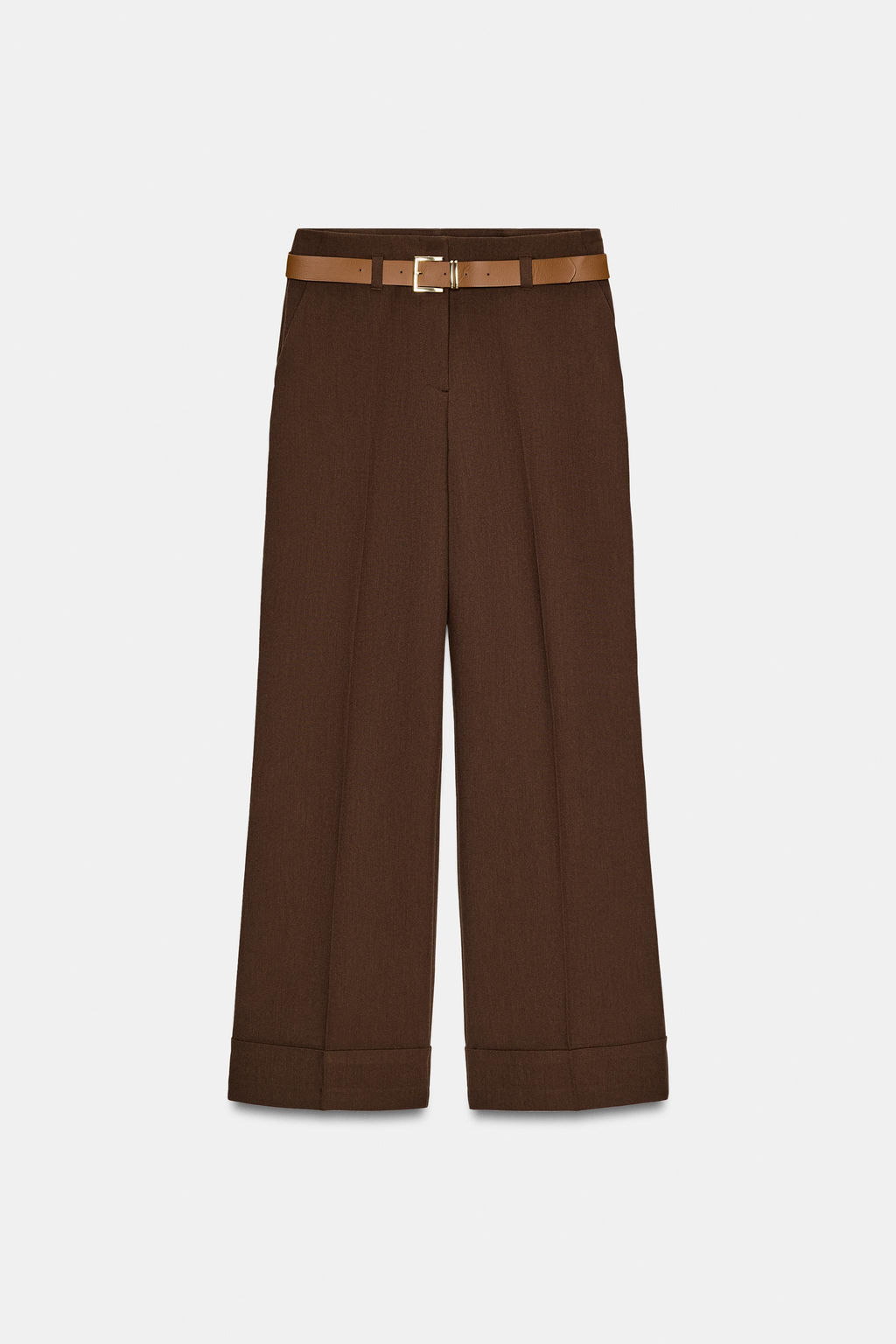 TROUSERS WITH TURN-UP CUFFS AND BELT - Zara фото 12