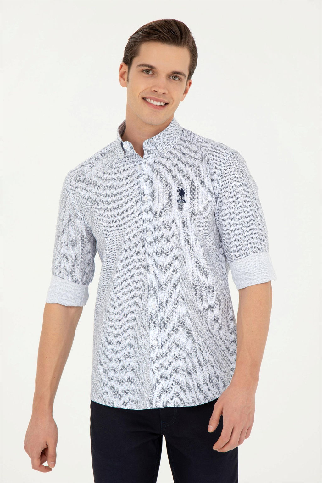 Мужская темно-синяя рубашка с длинным рукавом - U.s. polo assn фото 3