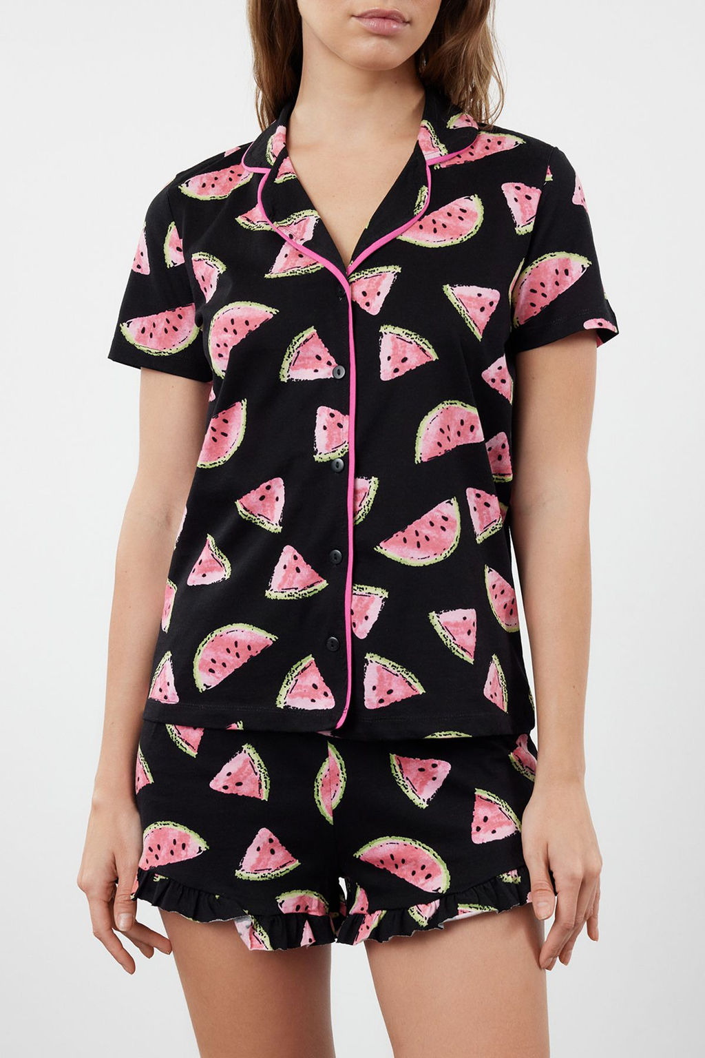 Trendyolmilla Pembe %100 Pamuklu Karpuz Desenli F?rf?rl? Sortlu Orme Pijama Tak?m? THMSS21PT0670 фото 21