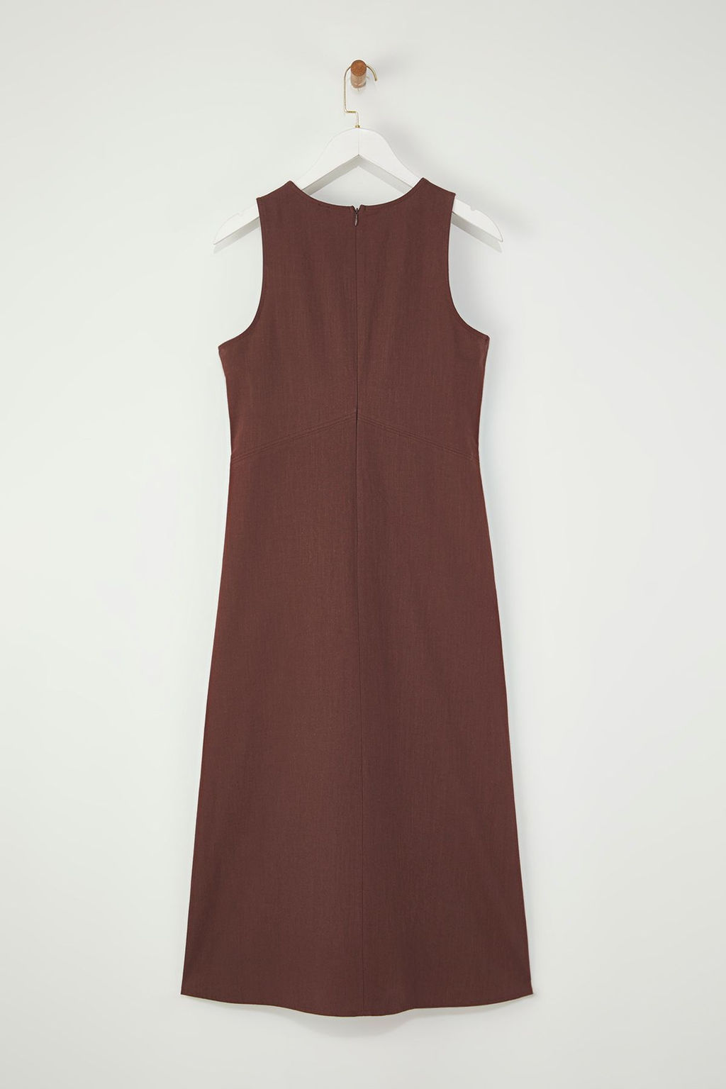 Trendyolmilla Kahverengi Keten Kar?s?ml? Duz Kesim Dikis ve Cep Detayl? Midi Dokuma Elbise TWOSS25EL00652 фото 15