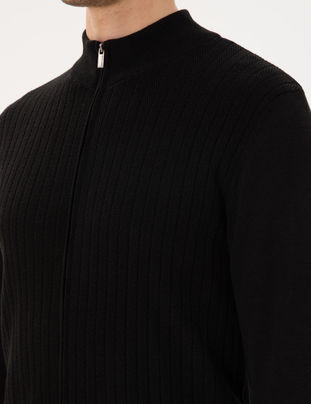Siyah Slim Fit Fermuarl_ Triko H_rka - Pierre cardin фото 7