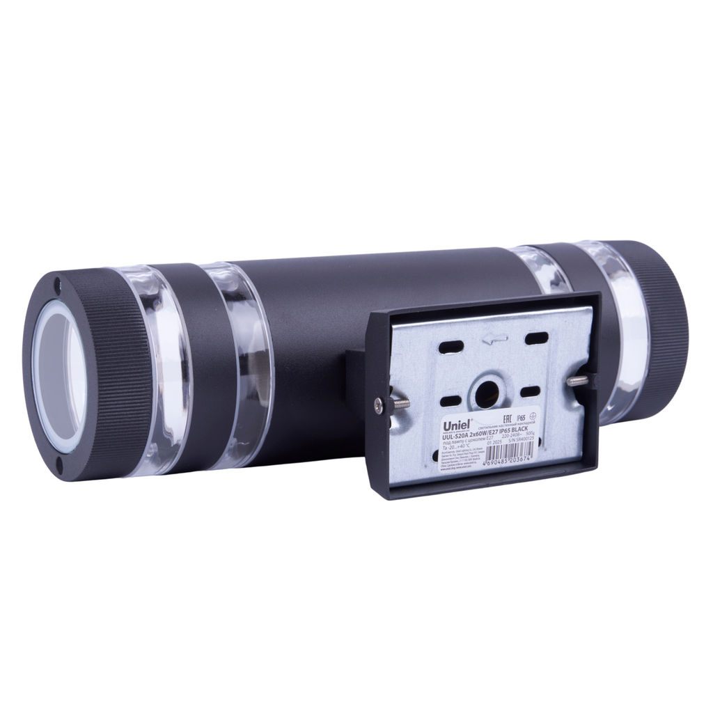 UUL-S20A 2x60W/E27 IP65 BLACK Светильник уличный, под две лампы Е27. Архитектурный накладной. Корпус черный. TM Uniel