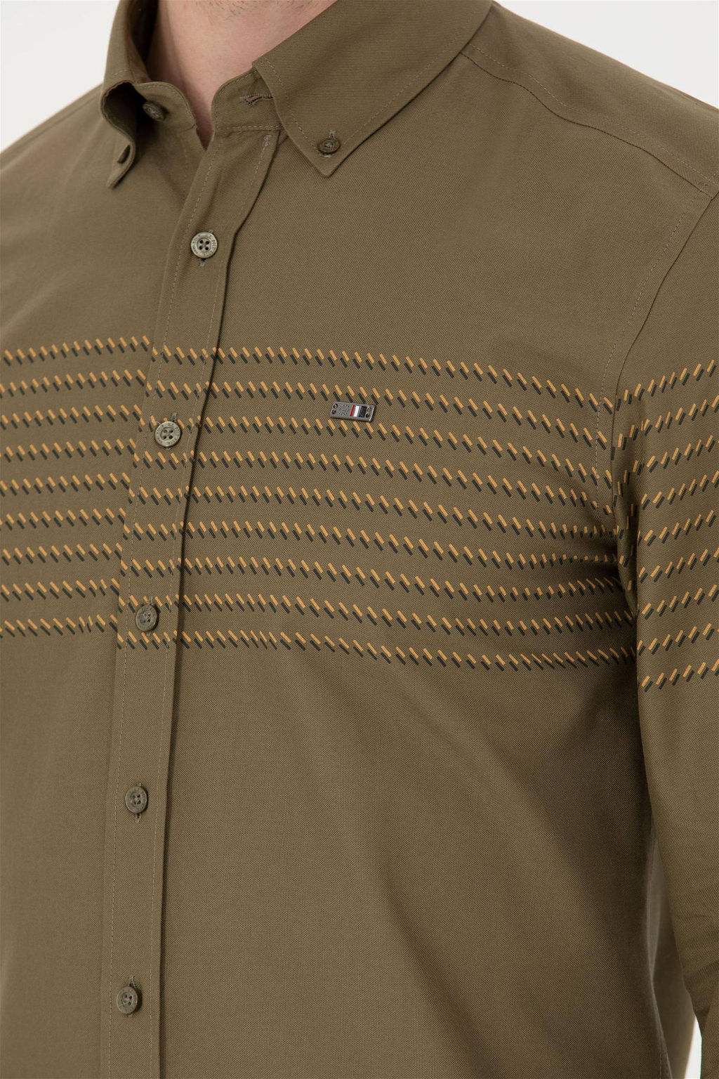 Мужская рубашка цвета хаки с длинным рукавом - U.s. polo assn фото 7