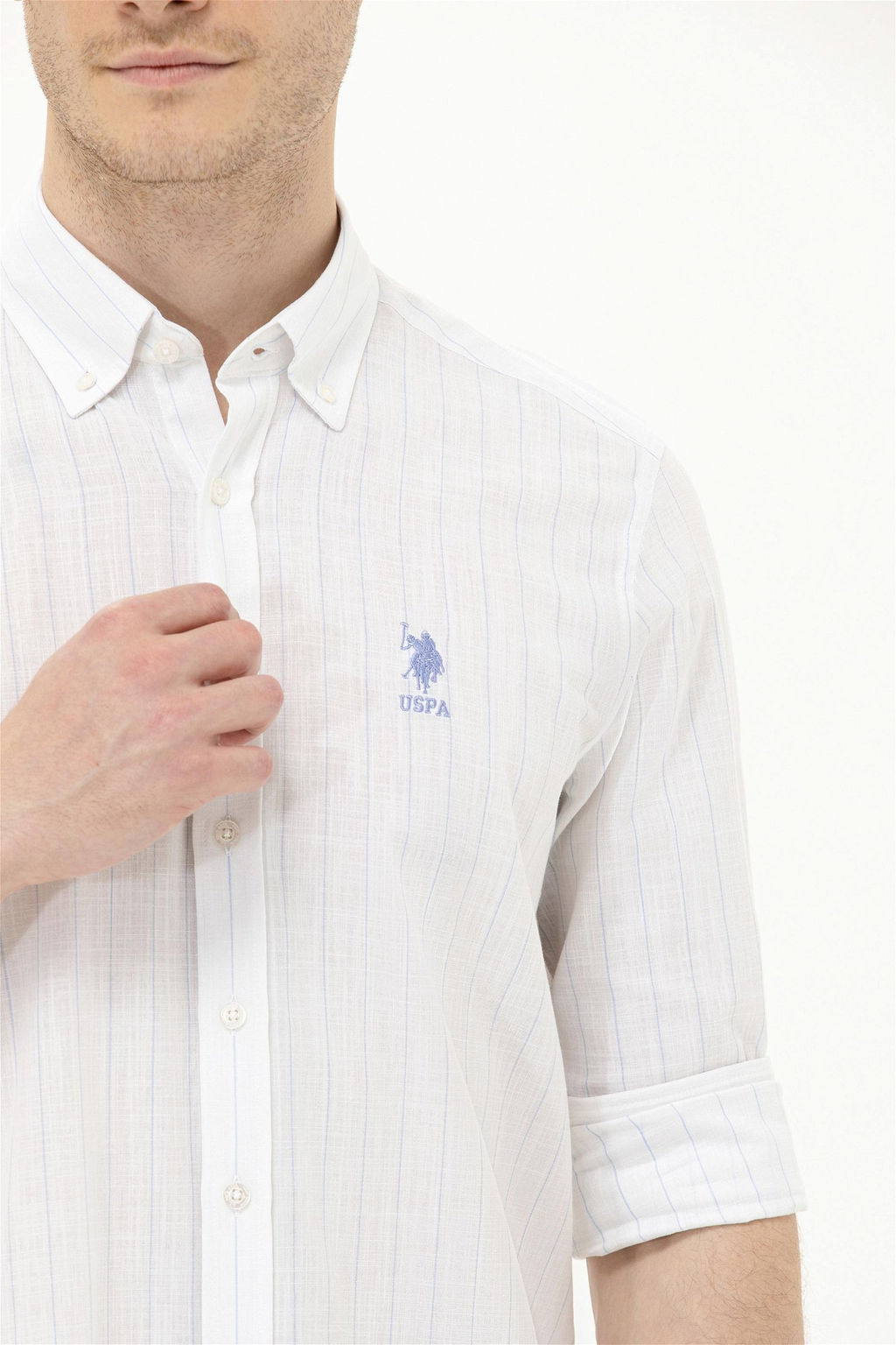 Мужская синяя рубашка с длинным рукавом - U.s. polo assn фото 14