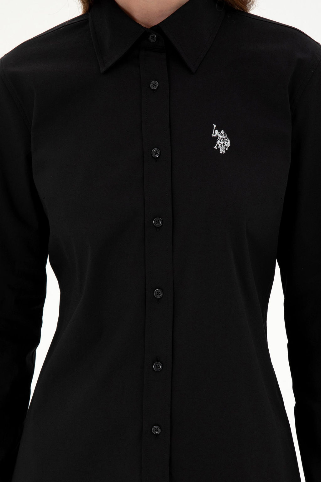 Женская черная базовая рубашка с длинным рукавом - U.s. polo assn фото 13