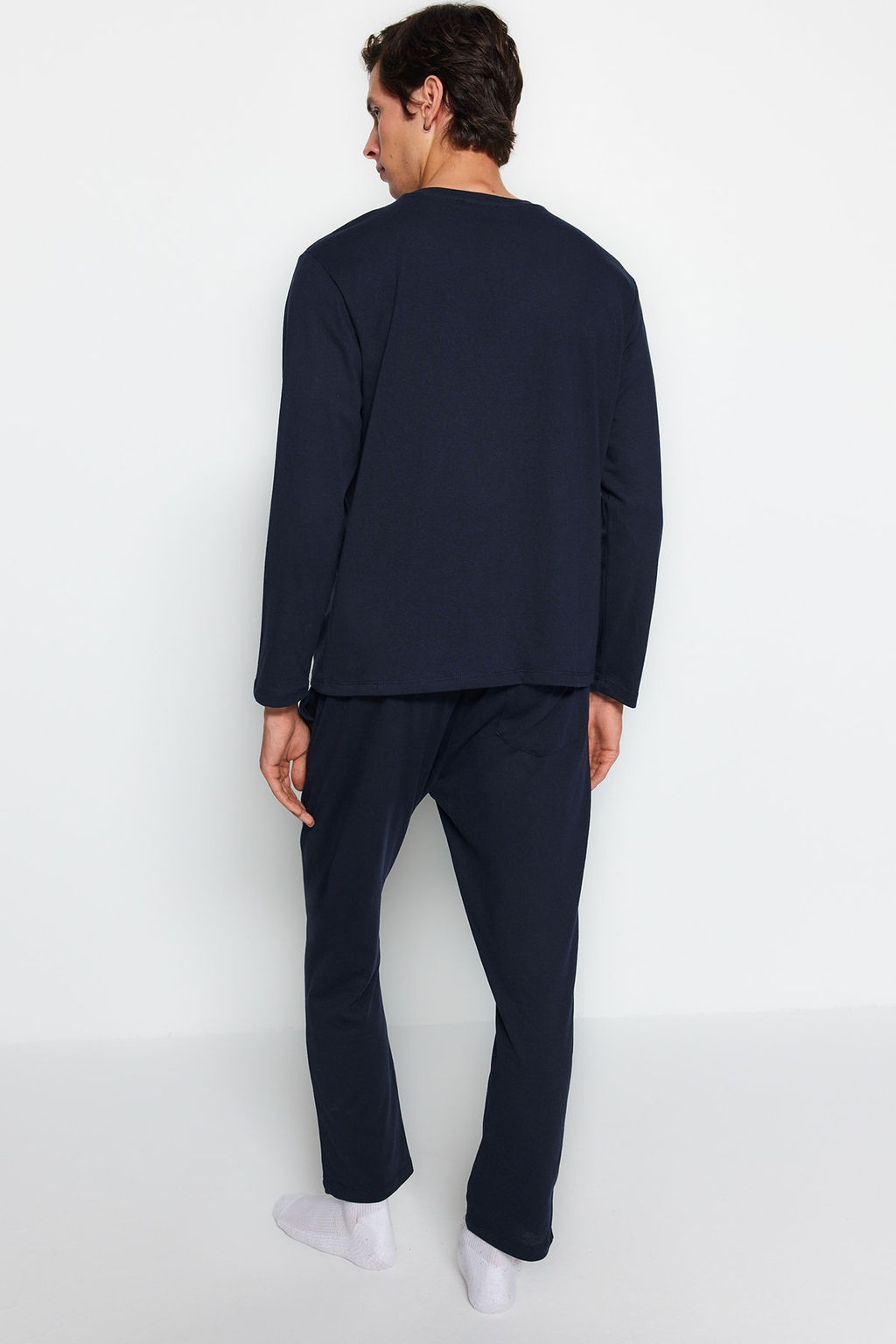 TRENDYOL MAN Lacivert Regular Fit Bask?l? Orme Pijama Tak?m? TMNAW24PT00005 - Trendyolmilla фото 13
