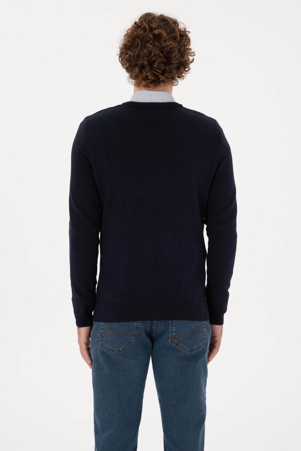 Erkek Slim Fit V Yaka Lacivert Basic Kazak - U.s. polo assn фото 5