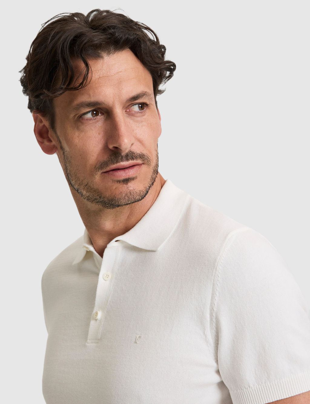 Ekru Slim Fit %100 Pamuk D__meli Polo Yaka Triko Ti__rt