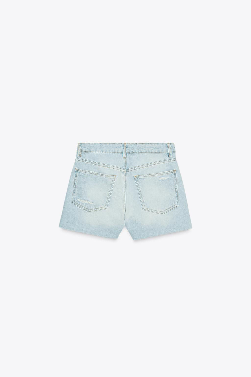 HIGH-WAIST CROSSOVER WAIST MOM FIT TRF DENIM BERMUDA SHORTS - Zara фото 8