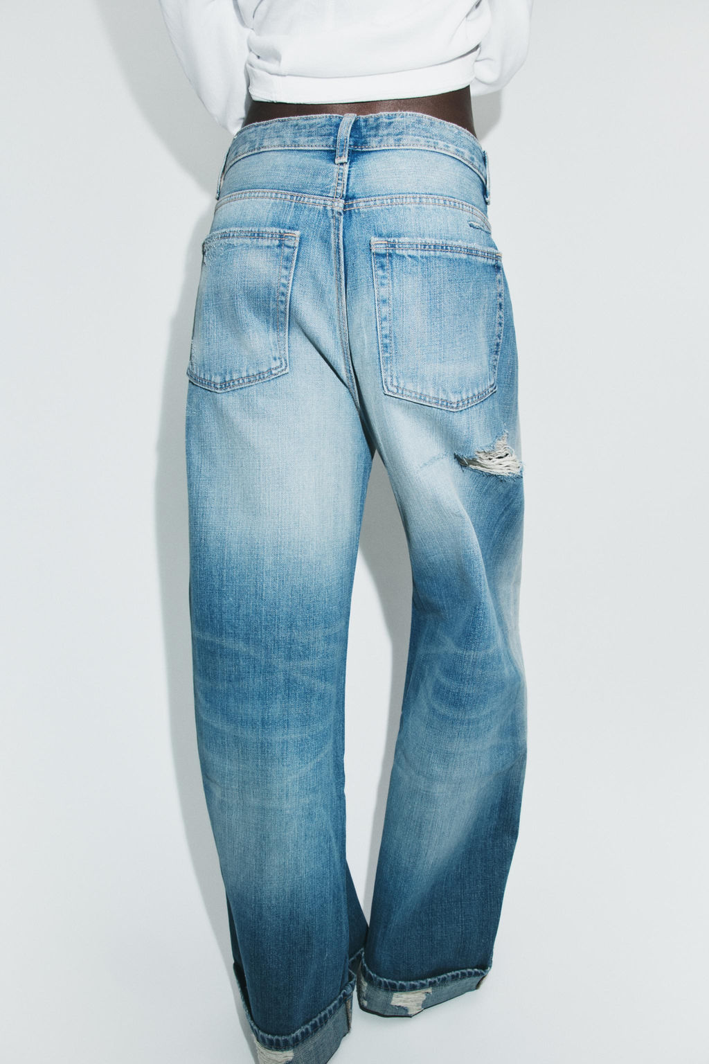 TRF RIPPED BAGGY FOLDED JEANS - Zara фото 18