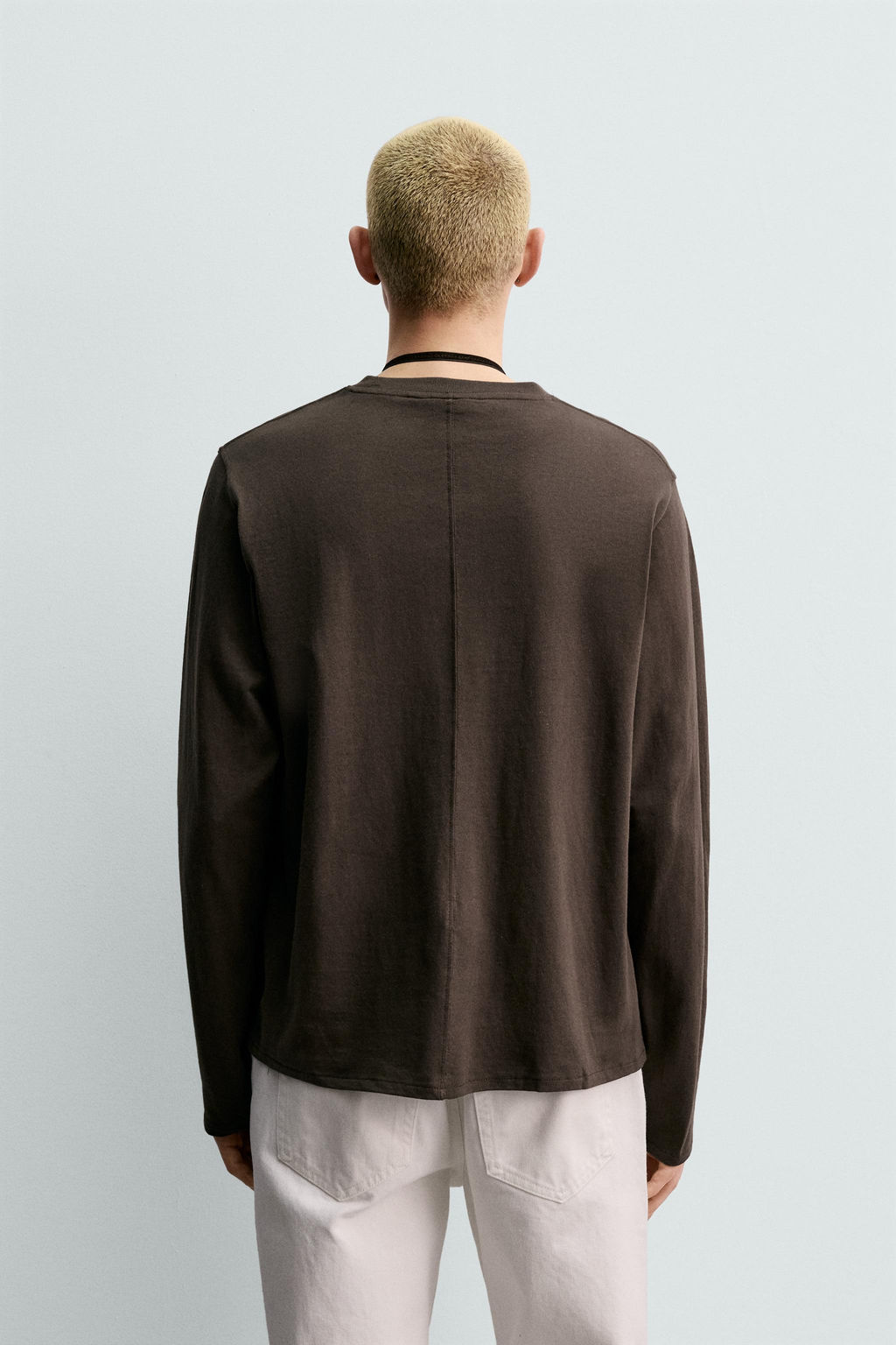 CAMISETA MEDIUM WEIGHT MANGA LARGA ORIGINS / Marr?n - Zara фото 3