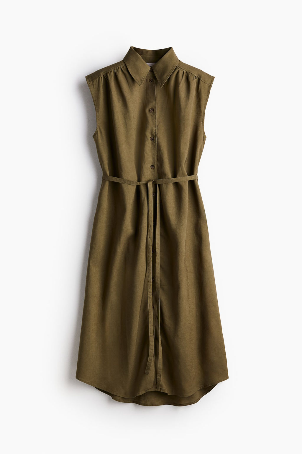 Vestido camisero en mezcla de lino - H&m фото 5