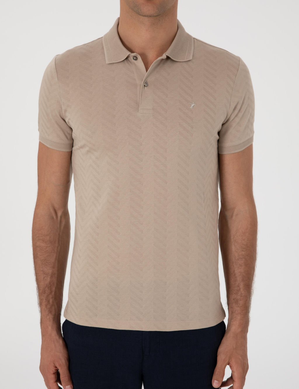 Vizon Slim Fit Desenli Polo Yaka T-shirt