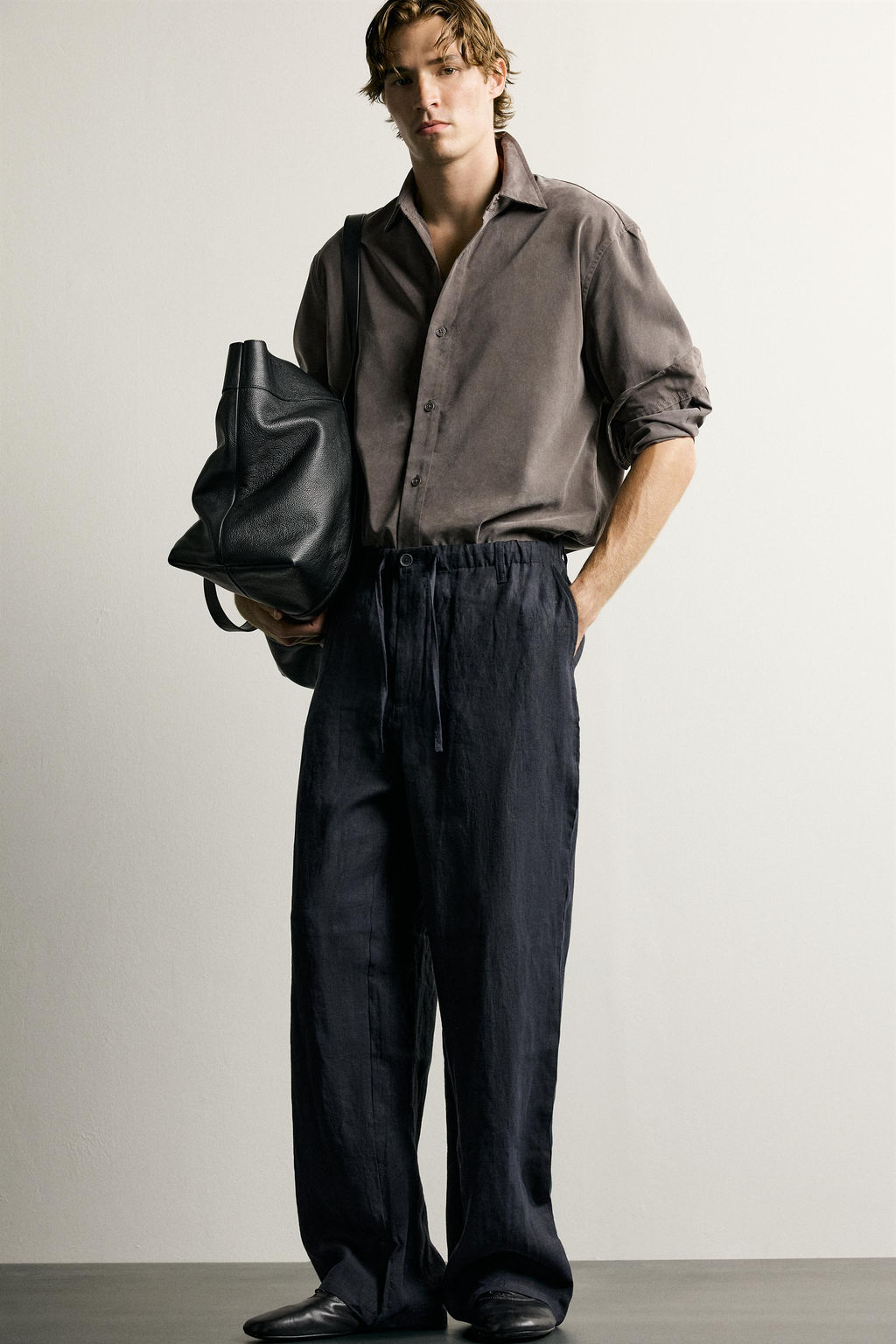 PANTAL?N RELAXED FIT 100% LINO / Marino oscuro - Zara фото 18