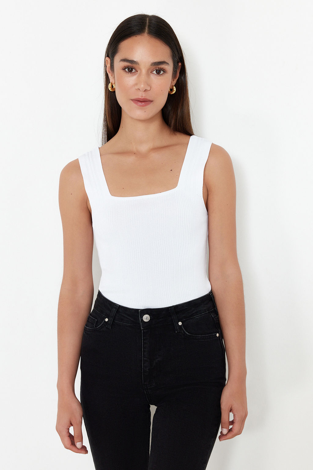 Siyah-Ekru Basic Ikili Paket Top Ince Bluz TWOSS24BZ00623