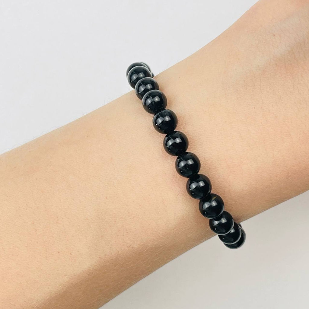 Браслет из камня черный Турмалин "Шерл" 17 см