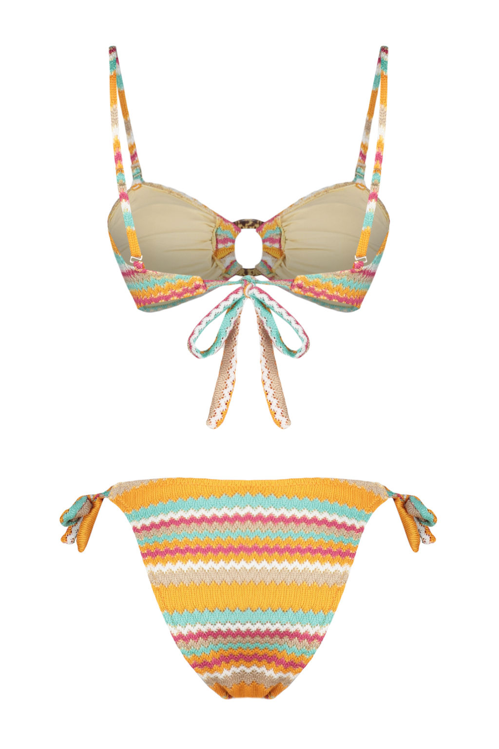 TRENDYOLMILLA Geometrik Desenli Straplez Aksesuarl? Dokulu Regular Bikini Tak?m? TBESS24BT00094  фото 8