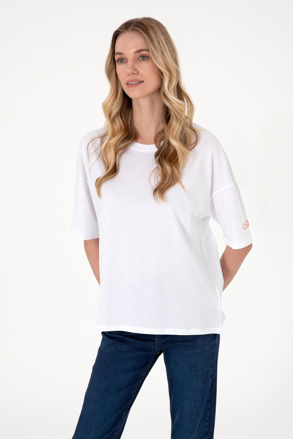 Kad_n Beyaz Oversize Bisiklet Yaka Ti__rt Sepette S_rpriz _ndirim - U.s. polo assn фото 3