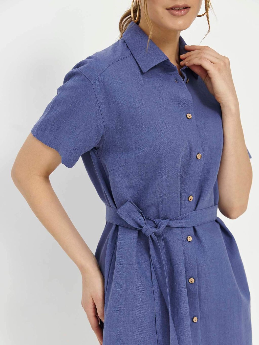 из 100% льна премиального качества. Платье Лион синее - Vals фото 4