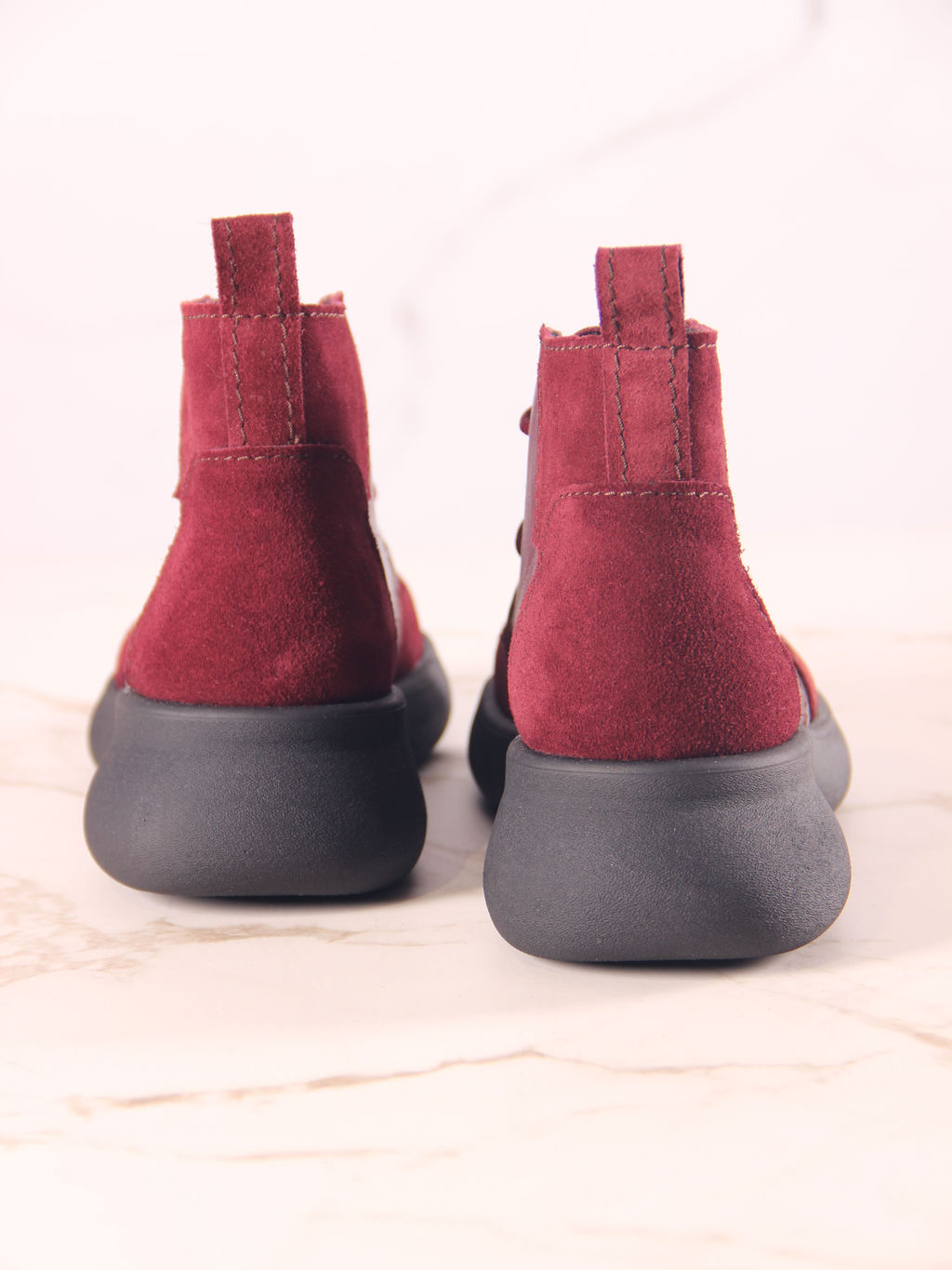 Ботинки 305.927bl.Бордовый бордовая замша/байка