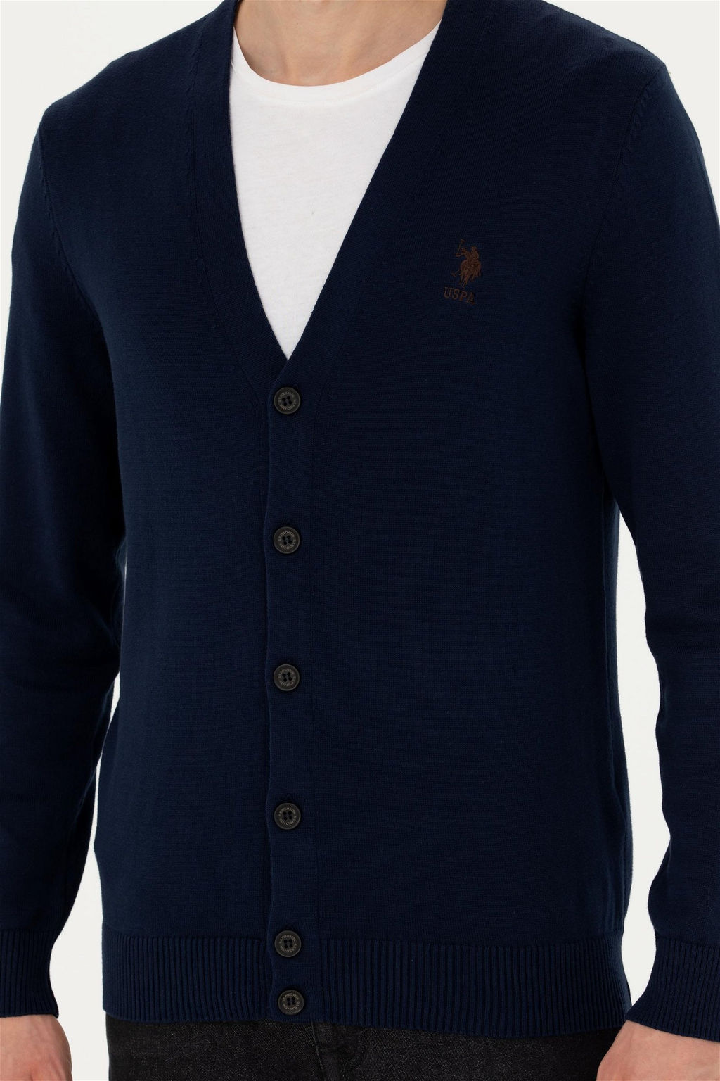 Мужской темно-синий базовый трикотажный кардиган - U.s. polo assn фото 6