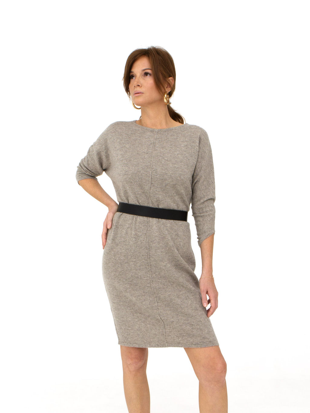 Платье из пуха яка и кашемира 9058 серое