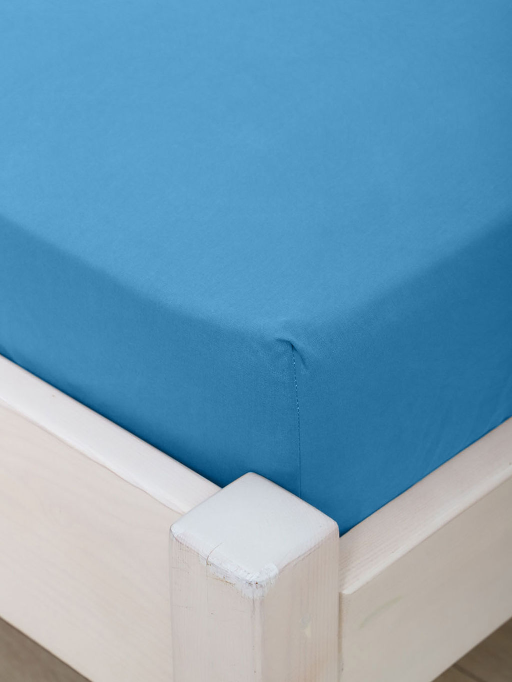Простыня на резинке из поплина гладкокрашеного - Небесно-голубой 180х200х25