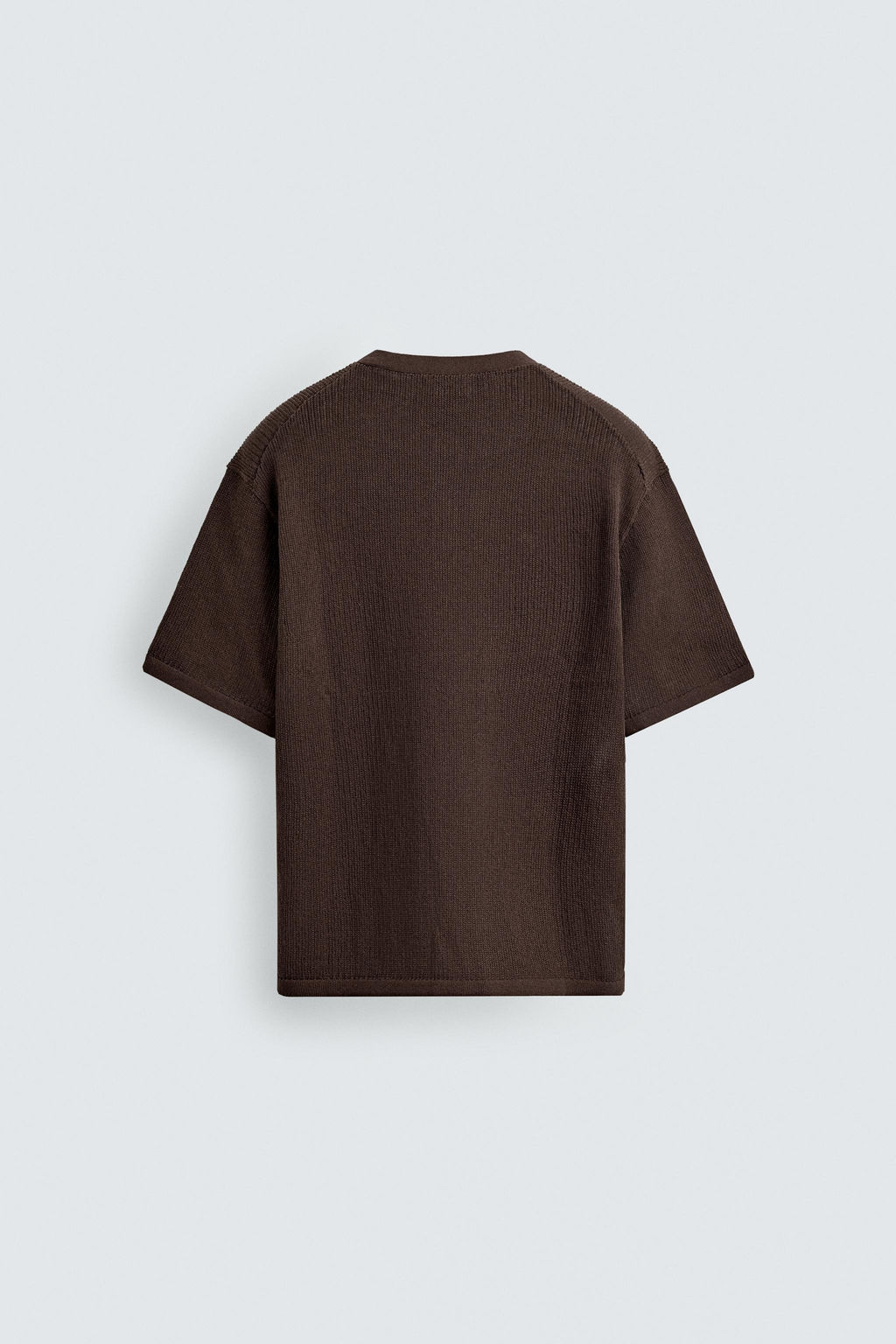 CAMISETA PUNTO CUELLO PANADERO ALGOD?N - LINO / Marr?n - Zara фото 9