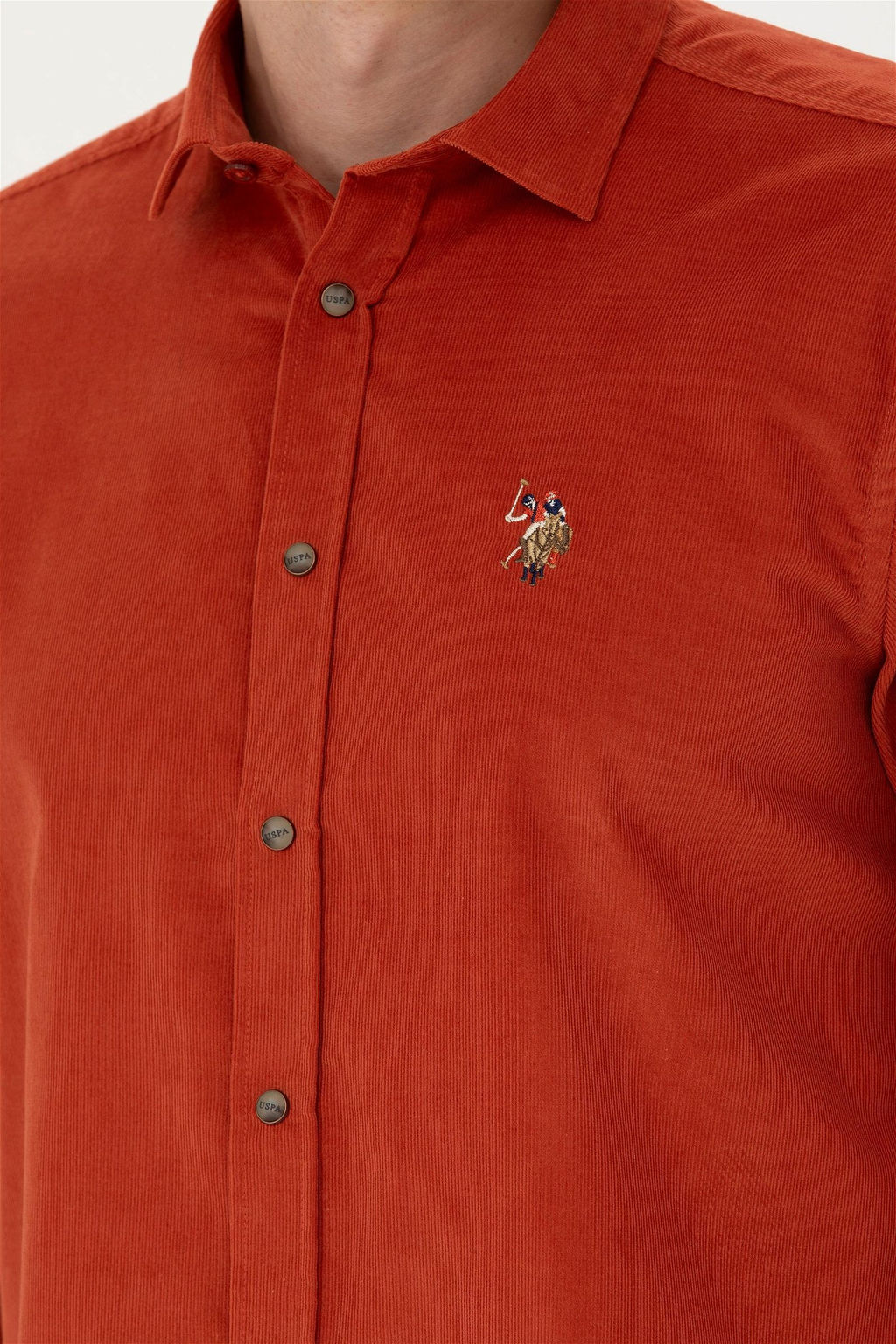 U. S. Polo Assn / Мужская рубашка с длинным рукавом кирпичного цвета - U.s. polo assn фото 14