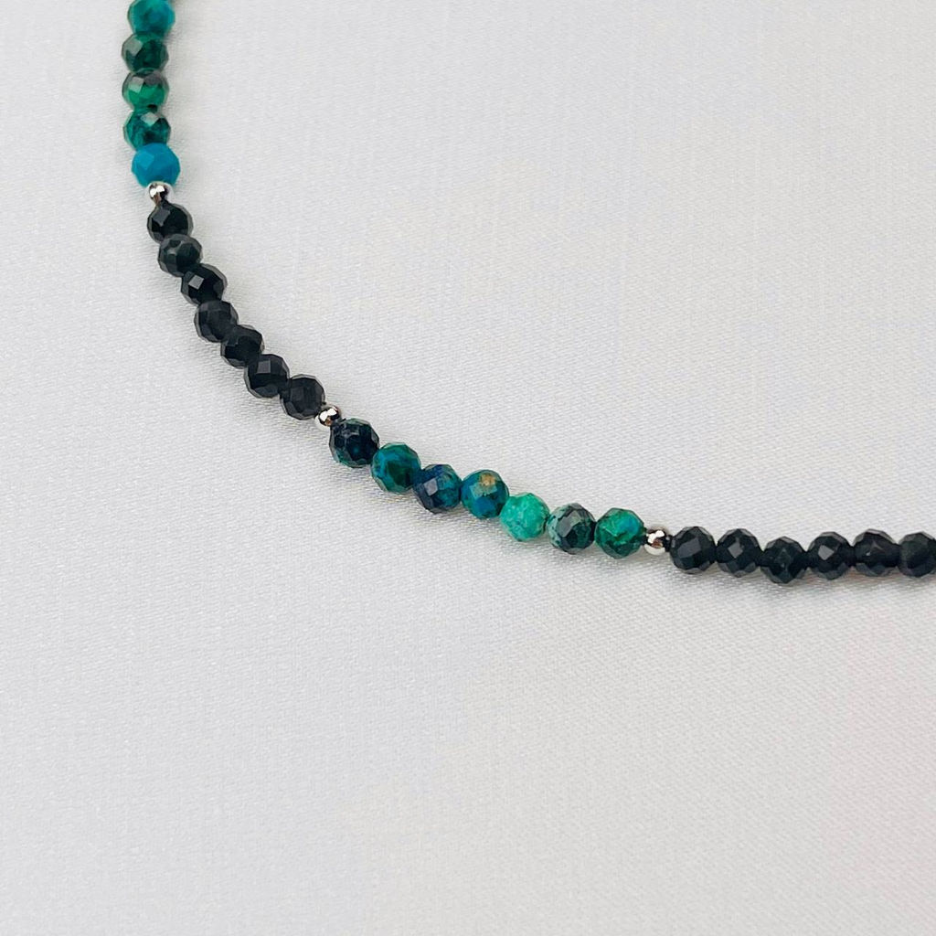 Чокер из Обсидиана и Хризоколлы 38 см +