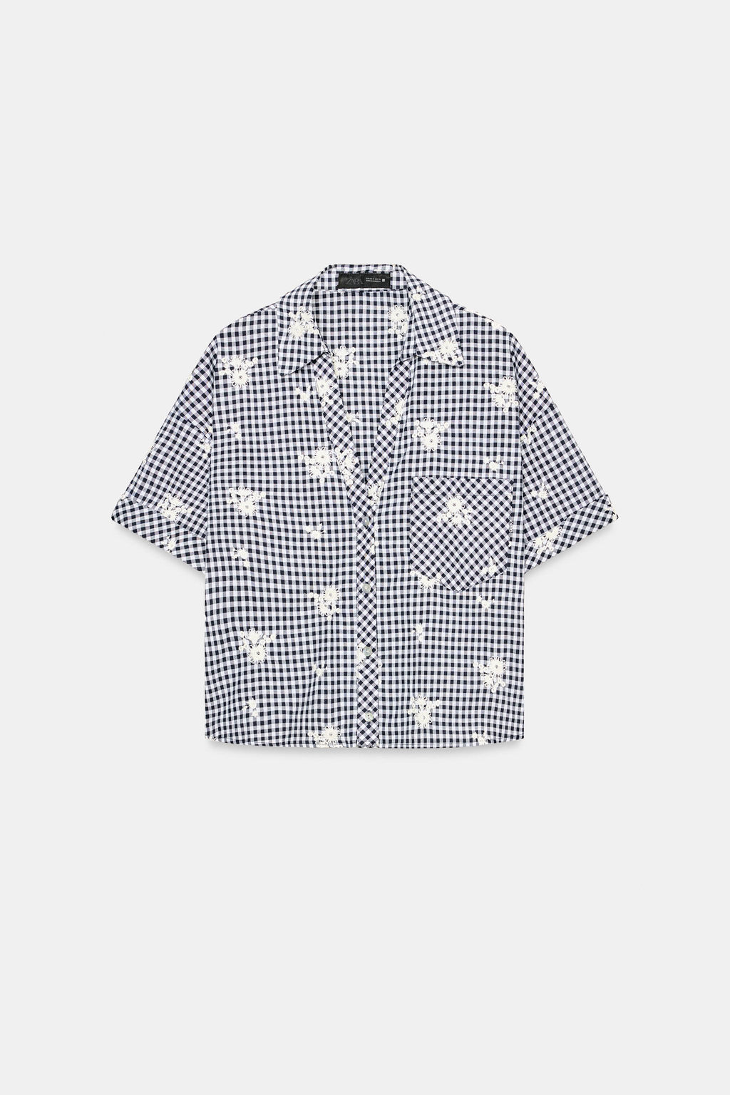 CAMISA CUADROS BORDADOS SET / Marino / Blanco - Zara фото 8