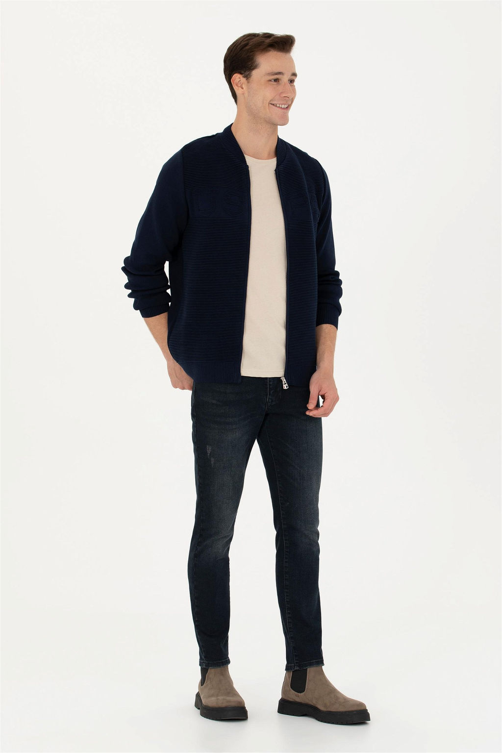 U. S. Polo Assn Мужской темно-синий трикотажный кардиган - U.s. polo assn фото 11