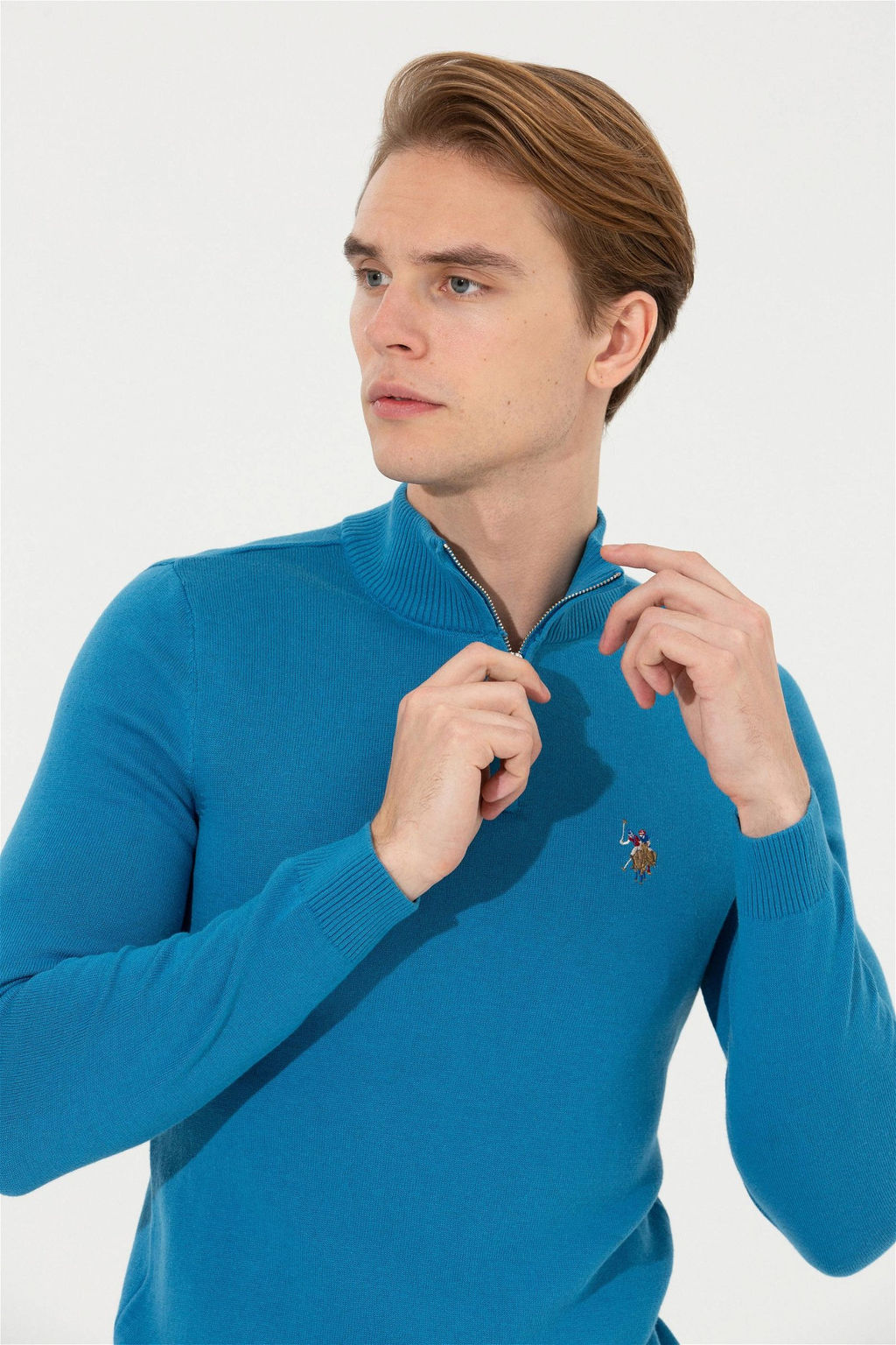Мужской кобальтовый трикотажный свитер - U.s. polo assn фото 7